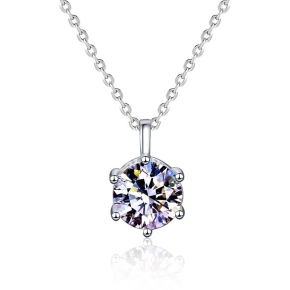 Certified 2ct. t.w. Diamond Moissanite Solitaire Necklace NEW - Picture 4 of 8
